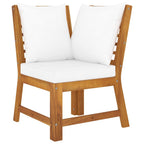 vidaXL Sectional Corner Sofa - Solid Acacia Wood, Weather-Resistant, Perfect for Indoor and Outdoor Use, Cream Cushion, Buildable with Other Products, Prop 65 Warning