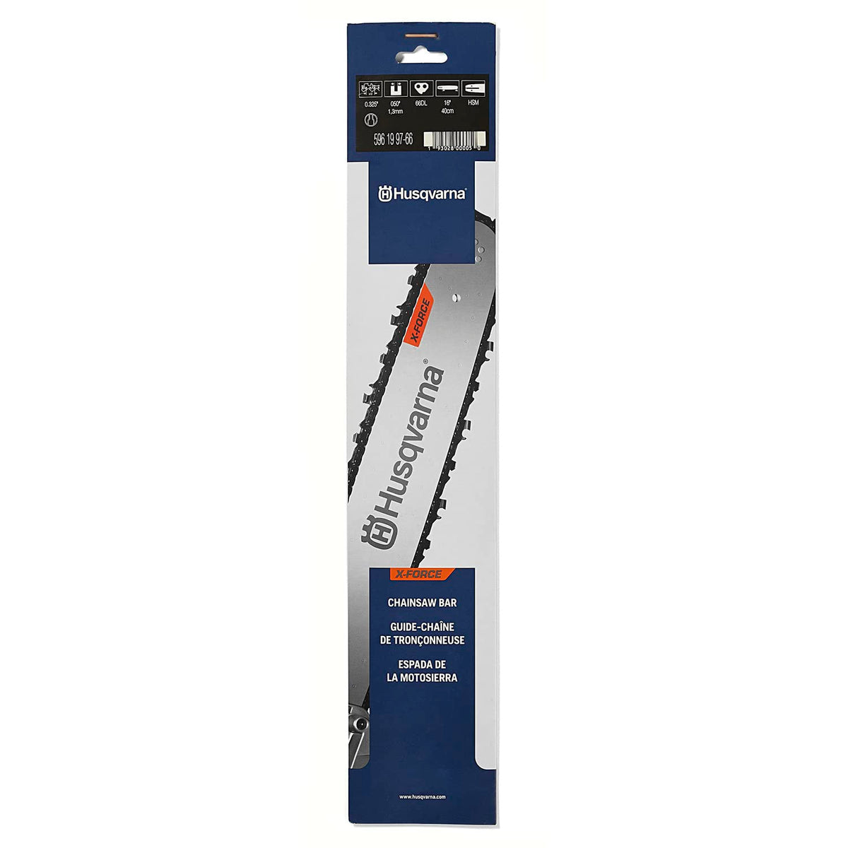 Husqvarna 596199766 X-Force 16 Inch Chainsaw Bar, .325' Pitch .050' Gauge, 66 Drive Links, Chainsaw Accessories For 435(E), 44