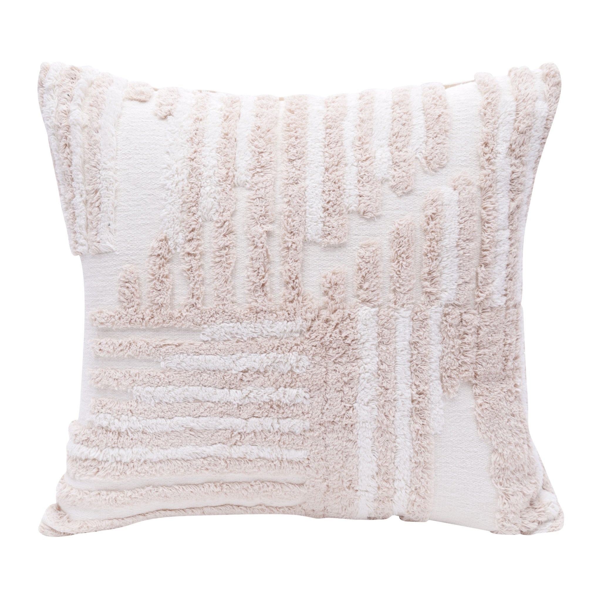 22 X 22 cream And White 100% cotton Striped Zippered Pillow