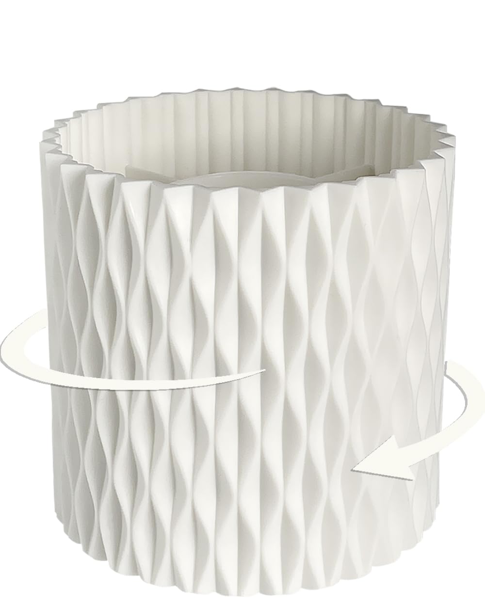 Lebenrich Rotating Pen Pencil Holder For Desk, 5 Slots Unique White Desk Pen Organizer Easthetic Desktop Supplies And Accessorie