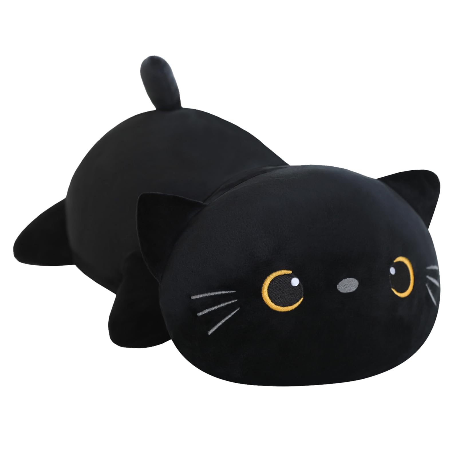 Sqeqe Weighted Black Cat Plush, Weighted Black Cat Stuffed Animal, Cute Plushies Soft Pillow Toy Gift For Kids Adults 13.8 Inch,