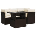 vidaXL 5 Piece Patio Sofa Set with Cushions Brown Poly Rattan
