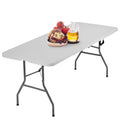 6Ft Picnic Table Folding Table Camping Table Plastic Table Fold Up Table Lock For Party Event,White
