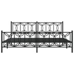 vidaXL King Metal Bed Frame – Black Steel, Headboard & Footboard, 81.5"x78"x35.4"