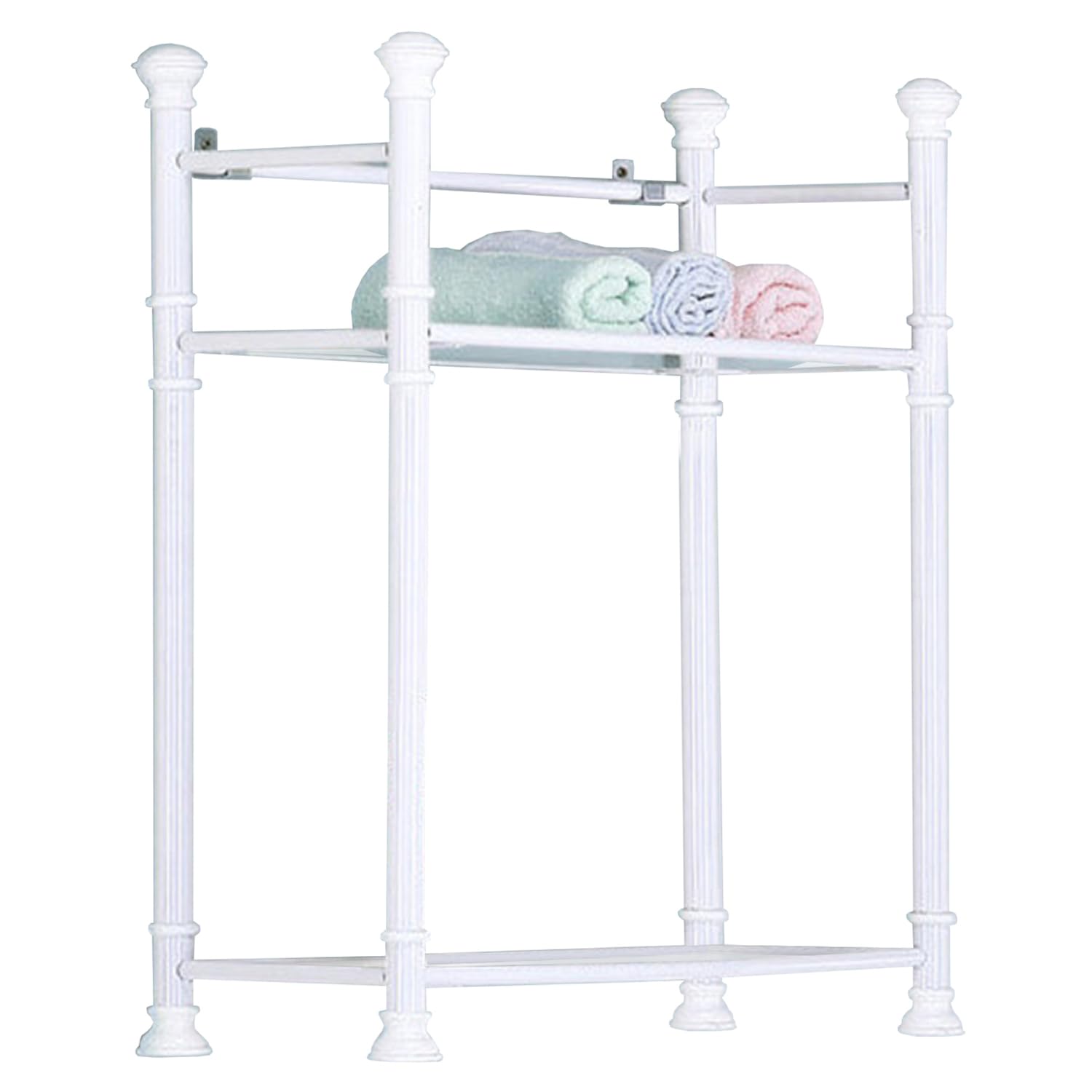 Monarch Specialties White Metal Wall Mount Shelf with Tempered Glass, 26-Inch