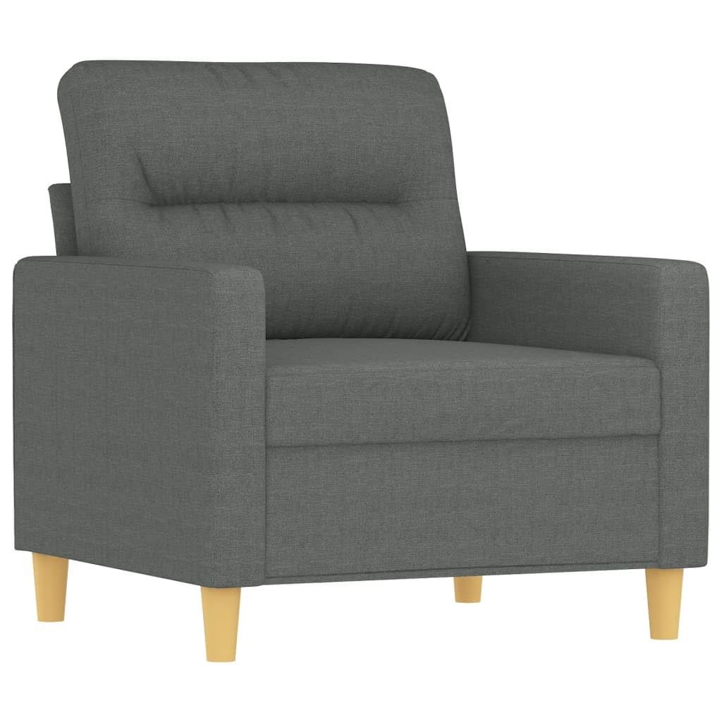 vidaXL - Modern Sofa Chair, Dark Gray Fabric, Sturdy Metal Frame, Comfortable Seat with Armrest and Back Pillow - Indoor Lounger for Living Room, Office, Lounge Area