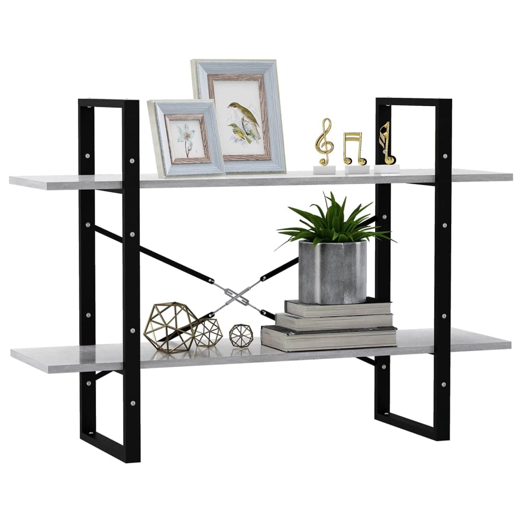 Libreria a 2 Ripiani Grigio Cemento 100x30x70 cm in Truciolato