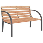 vidaXL Patio Bench - Classic 47.2-inch Wooden and Iron Outdoor Bench with Comfort Backrest and Armrests, Perfect for Garden and Patio