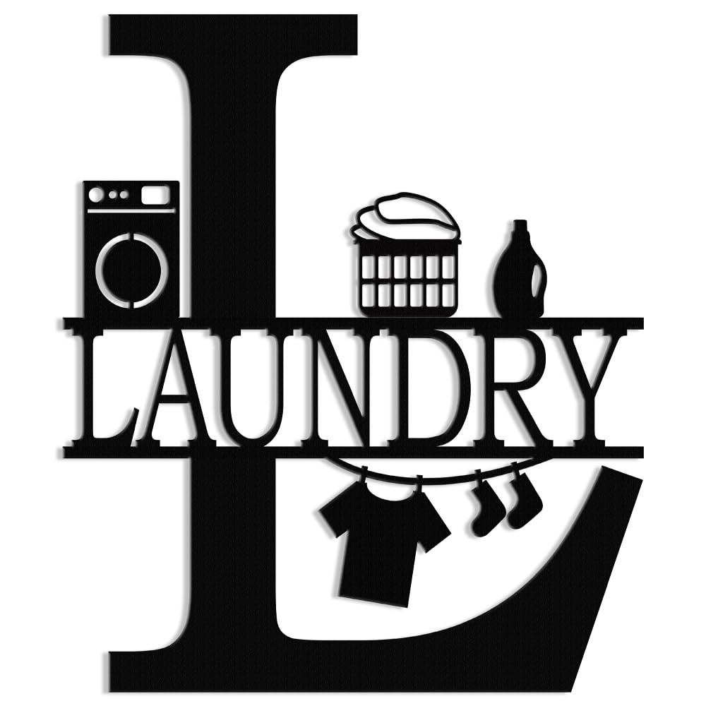 XORT Laundry Room Decor Sign, Vintage Metal Laundry Sign Wall Art for Modern Home, Kitchen, Bathroom Hanging Decoration. (Black 