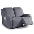 TAOCOCO Recliner Loveseat Slipcover, 2 Pieces Polyester Fabric Stretch Sofa Covers for 2 Seat Reclining Couch, Soft Washable Fur