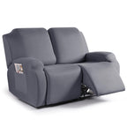 TAOCOCO Recliner Loveseat Slipcover, 2 Pieces Polyester Fabric Stretch Sofa Covers for 2 Seat Reclining Couch, Soft Washable Fur