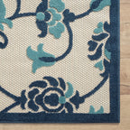 HomeRoots 517450 8 x 10 ft. Blue Floral Non Skid Indoor & Outdoor Rectangle Traditional Area Rug