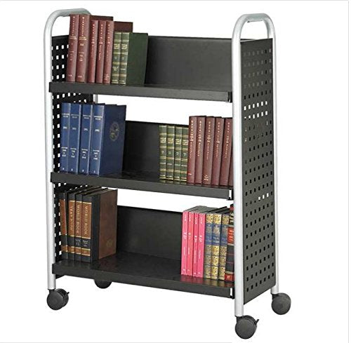 Safco Scoottm Single-Sided Steel Book Cart Cart,Book, Scoot,Bk (Pack Of 2)