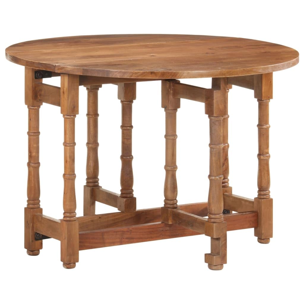 vidaXL Solid Mango Wood Round Dining Table – 43.3" Diameter Sturdy Wooden Dinner Table - Natural Grain, Durable and Decorative - Farmhouse Style