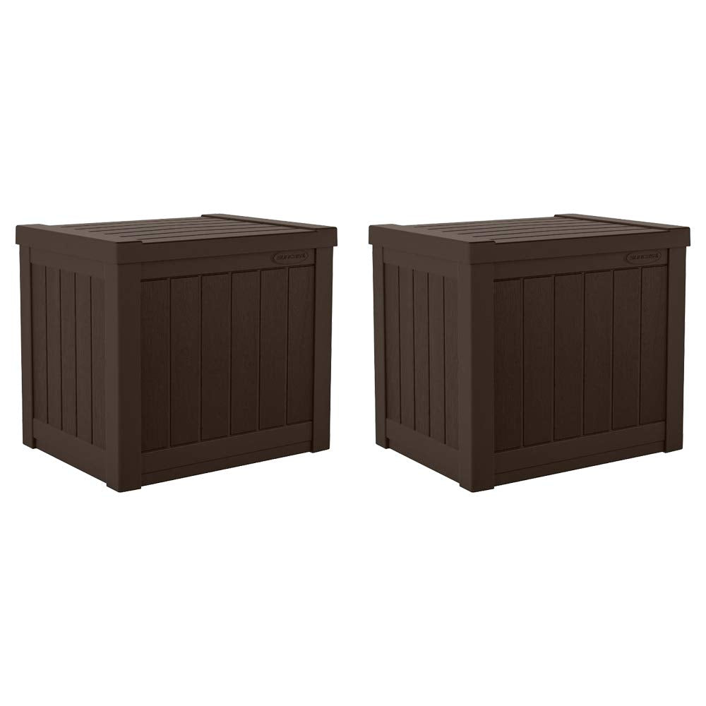 Suncast 17 X 22 Inch Resin 22-Gallon Patio Storage Deck Box, Java Brown (2 Pack)