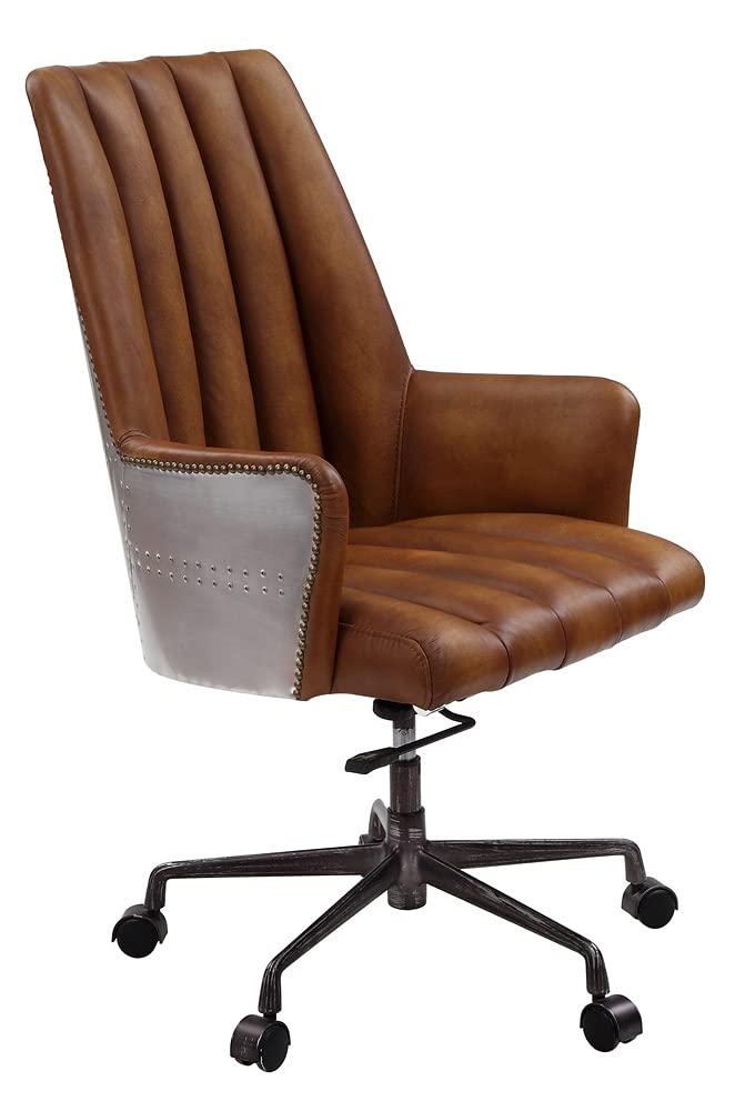 Acme Furniture Salvol Office Chair in Sahara Leather & Aluminum