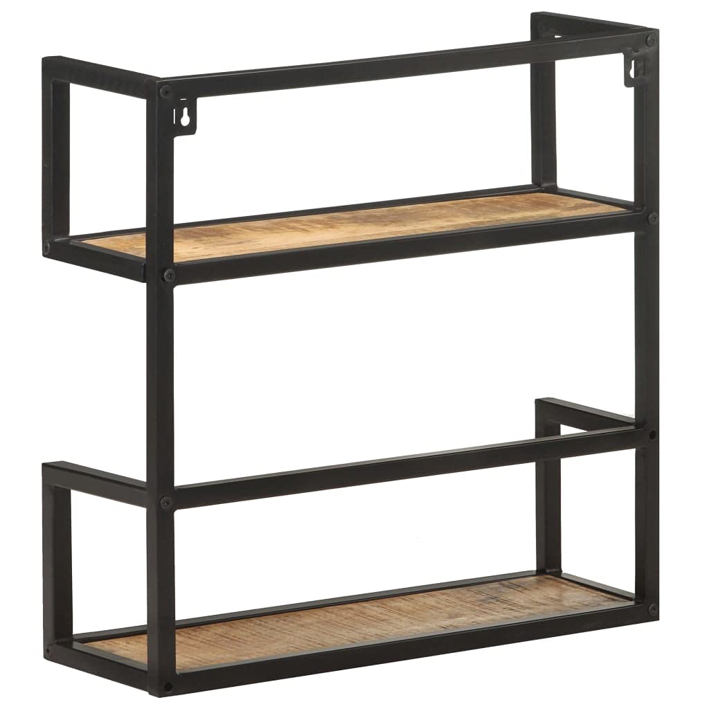 vidaXL Wall Shelf - Durable Rough Mango Wood & Iron Shelf - Ideal for Books & Home Decor - Black Frame - 23.6&quot;x7.9&quot;x23.6&quot; Size