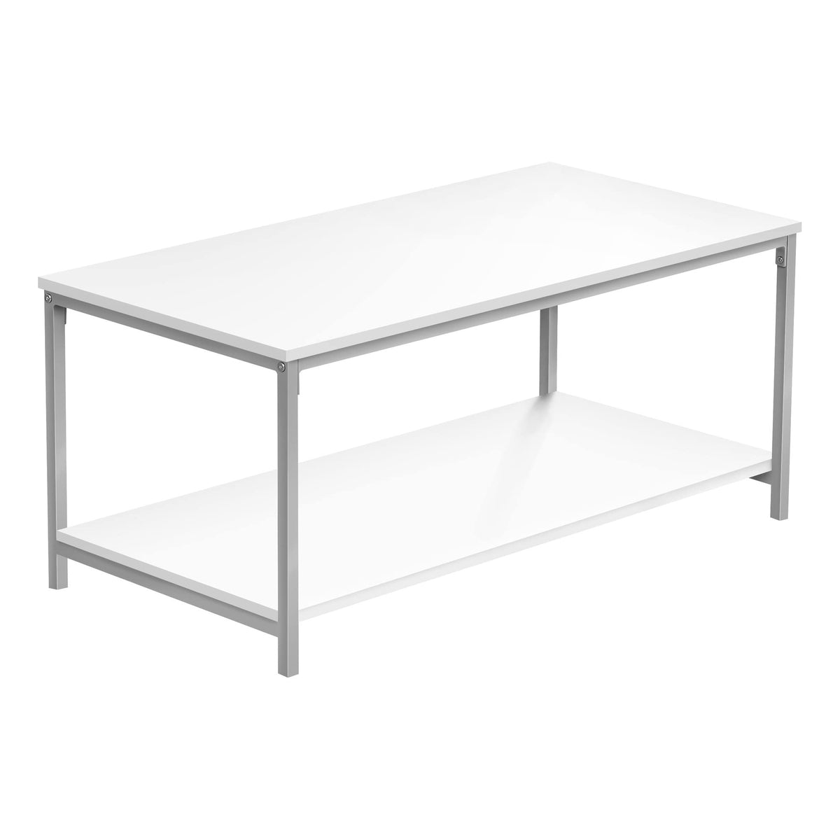 Monarch Specialties I 3800 Coffee Table, Accent, Cocktail, Rectangular, Living Room, 40' L, Metal, Laminate, White, Grey, Contemporary, Modern