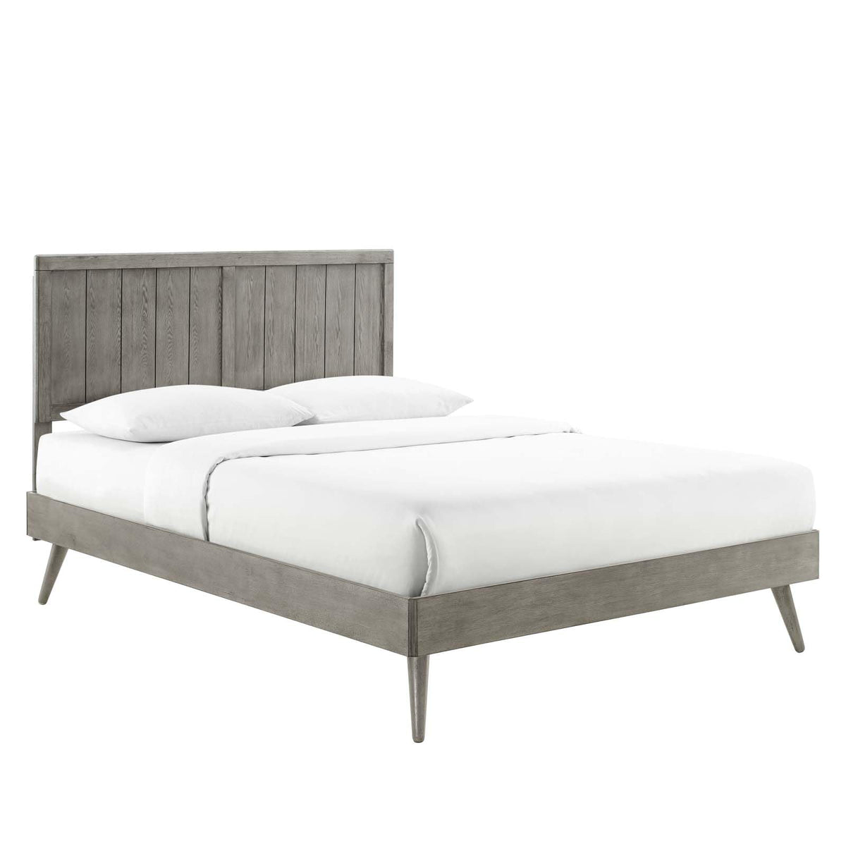 Modway Alana Wood Full Platform Bed In Gray With Splayed Legs, Double