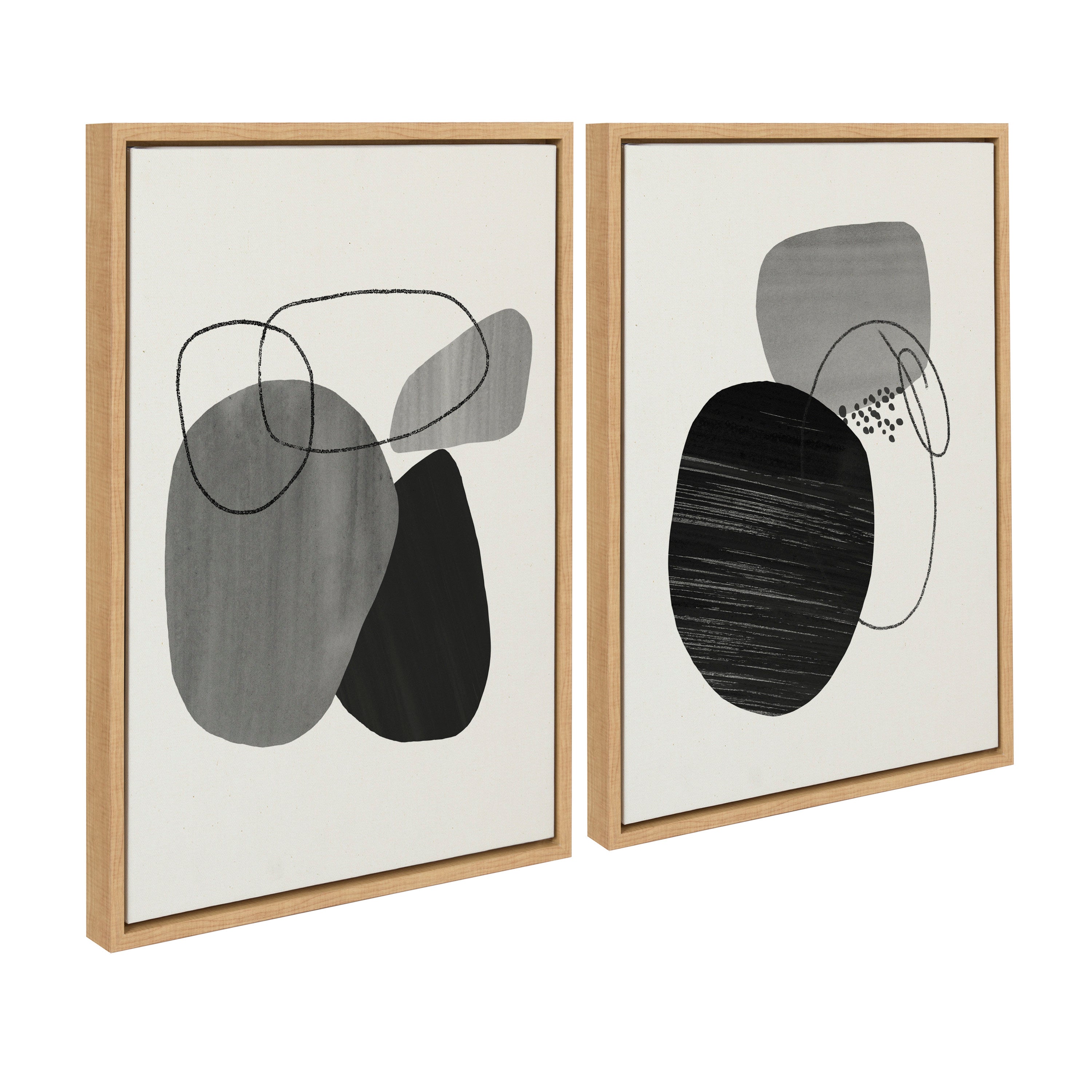 Sylvie 863 Abstract Rocks and 864 On The Rocks Framed Canvas Set by Teju Reval of SnazzyHues