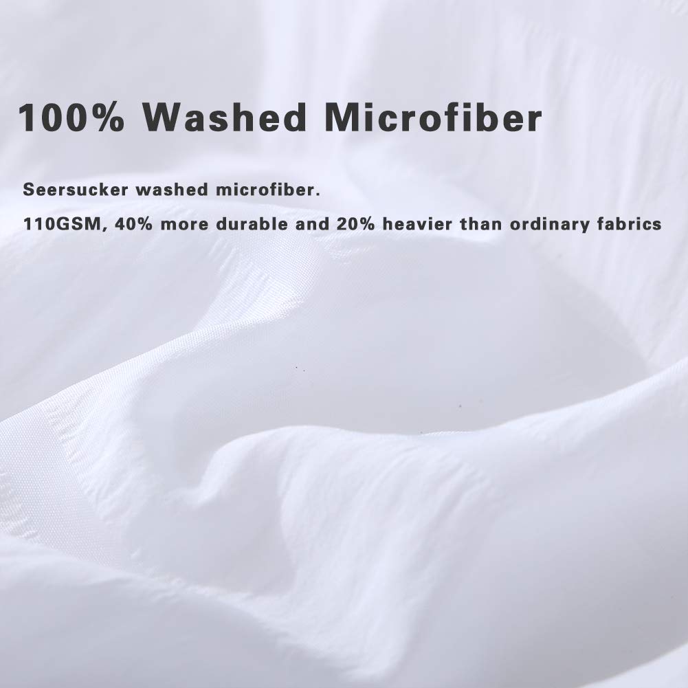 Avelom White Duvet Cover Queen (90 X 90 Inches), 3 Pieces (1 Duvet Cover + 2 Pillow Cases) Stripe Zipper Closure Corner Ties Soft Washed Microfiber Duvet Cover For Men, Women