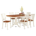 East West Furniture NAAV7-WHI-W 7 Piece Dining Set Consist of a Rectangle Dining Table with Butterfly Leaf and 6 Kitchen Chairs, 40x78 Inch, Buttermilk & Cherry