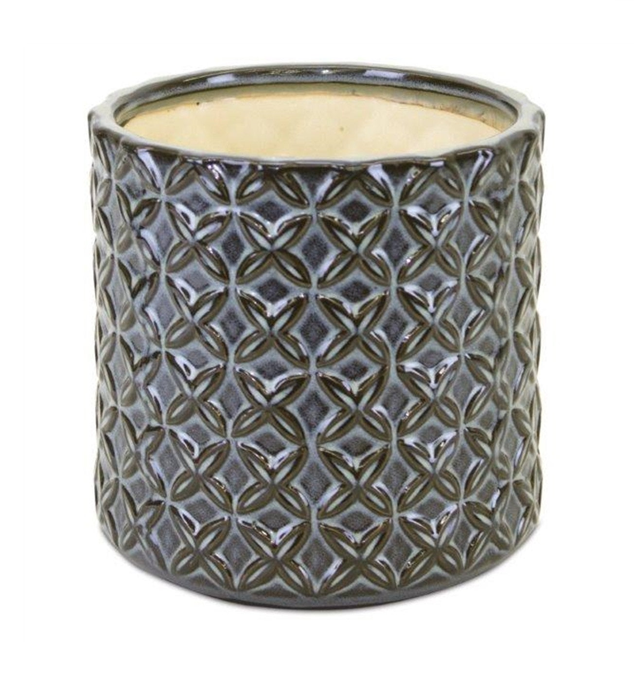 Gray And Brown Set Of Two Clay 7.20346 Ounce Round Pot Planter