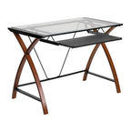 Flash Furniture Work From Home Kit - Glass Desk With Keyboard Tray, Ergonomic Mesh Office Chair And Filing Cabinet With Lock & Inset Handles