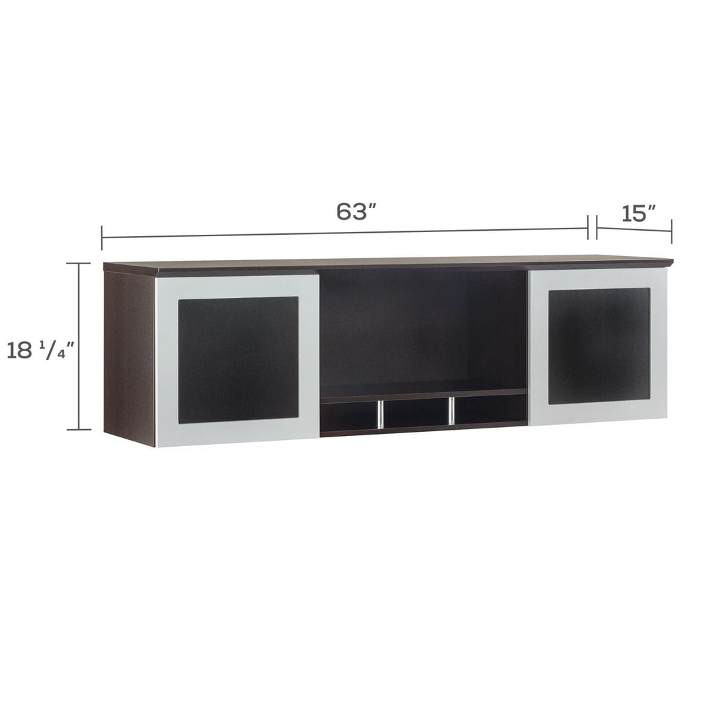 Safco Mayline Mnh63Ldc Medina Hutch Cabinet With Glass Doors, 63"W, Mocha Laminate