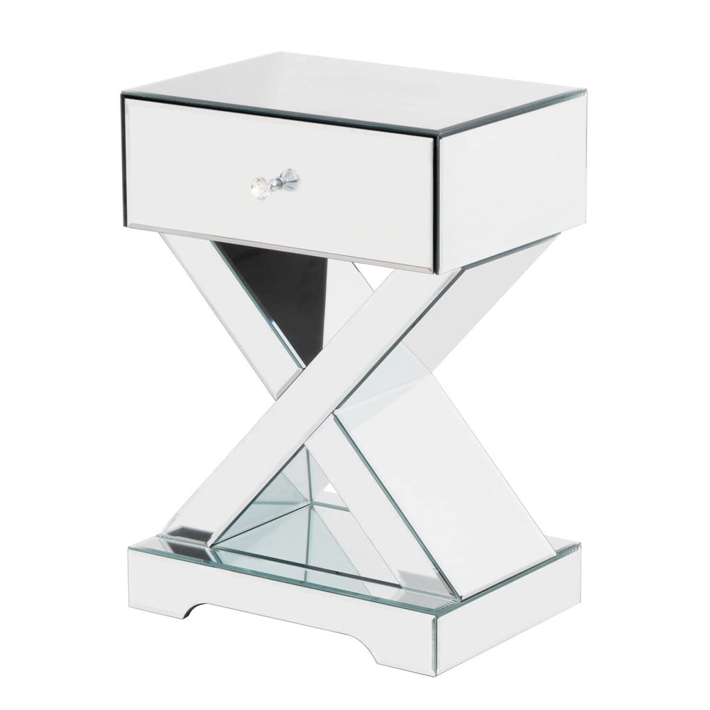 Better Home Products Mirrored Modern Side Table