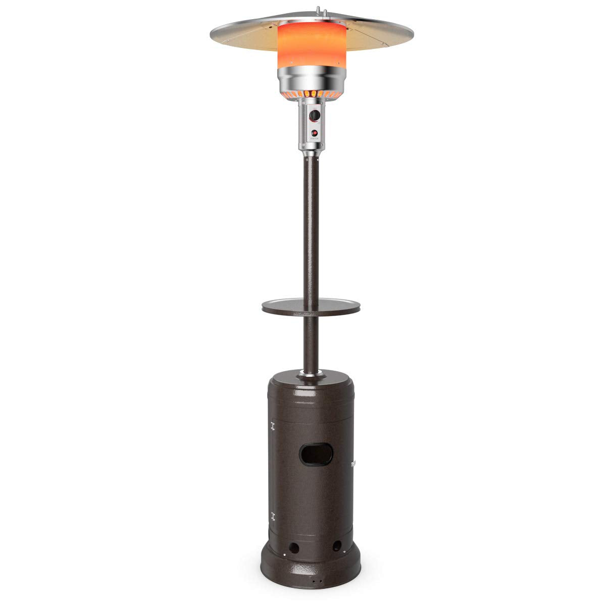 Tangkula 48,000 Btu Propane Patio Heater With Wheels, Outdoor Heaters For Patio With Shelf Tabletop, Stainless Steel Burner, Aut