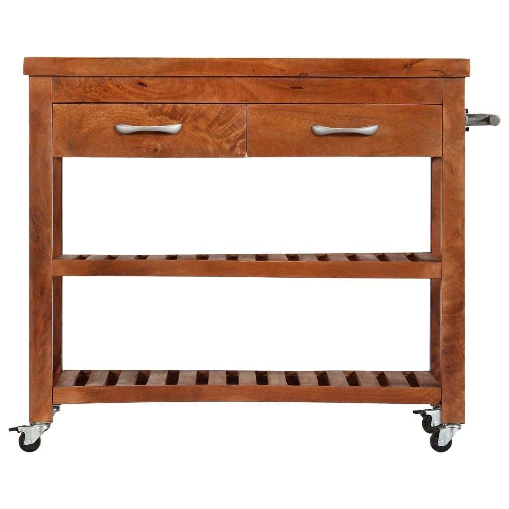 vidaXL Mobile Solid Acacia Wood Kitchen Trolley - Thumbnail 3