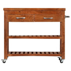 vidaXL Mobile Solid Acacia Wood Kitchen Trolley 39.4"x18.9"x35" with Drawers, Shelves, and Towel Rack - Multipurpose Rolling Island