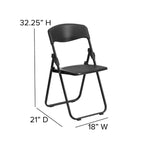 Flash Furniture 2 Pack Hercules Series 500 Lb. Capacity Heavy Duty Black Plastic Folding Chair With Built-In Ganging Brackets