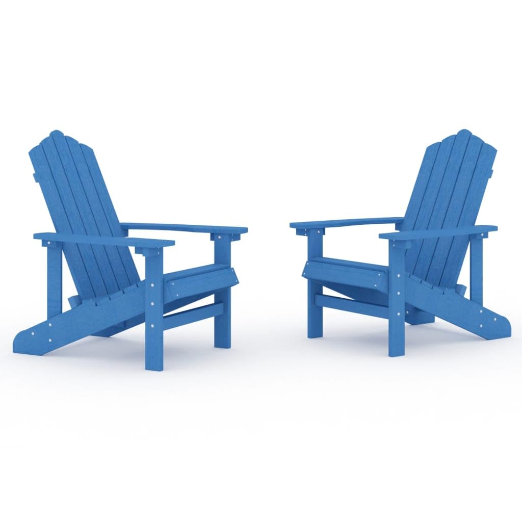 vidaXL Set of 2 Patio Adirondack Chairs, Weather-Resistant, Comfortable, Low-Maintenance, HDPE Construction, Aqua Blue for Garden, Terrace, Outdoor Seating