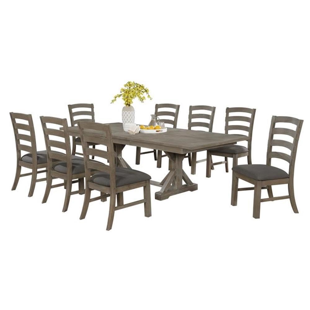 Best Quality Furniture 9Pc Dining Set (1 Table + 8 Chairs) Gray