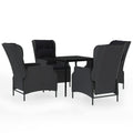 vidaXL 3 Piece Dark Gray Patio Dining Set with Adjustable Reclining Chairs, Black Powder-Coated Steel Frame and Glass Top Table - Outdoors, Garden, Weather Resistant, Maintenance-Free PE Rattan Se...