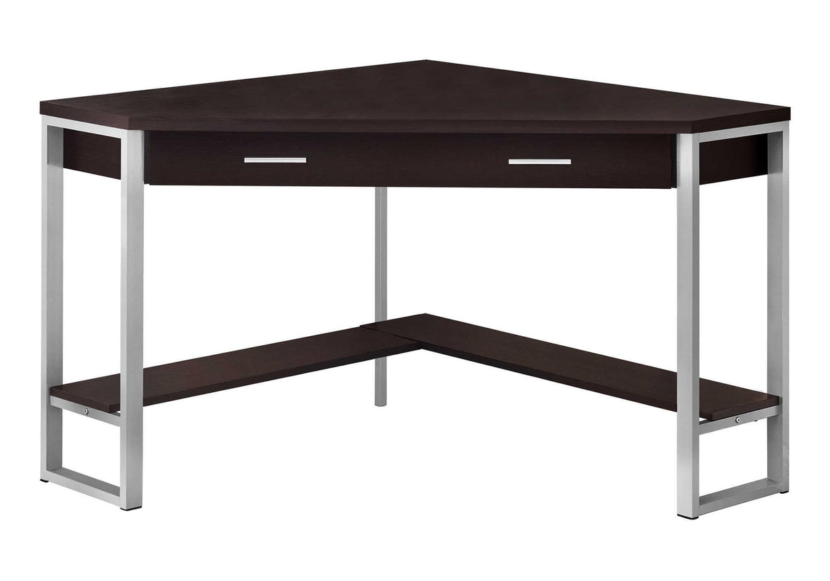 Monarch Specialties Corner Desk with Storage and Shelf Laptop PC Study Table-Workstation for Home Office, 42' L, Cappuccino