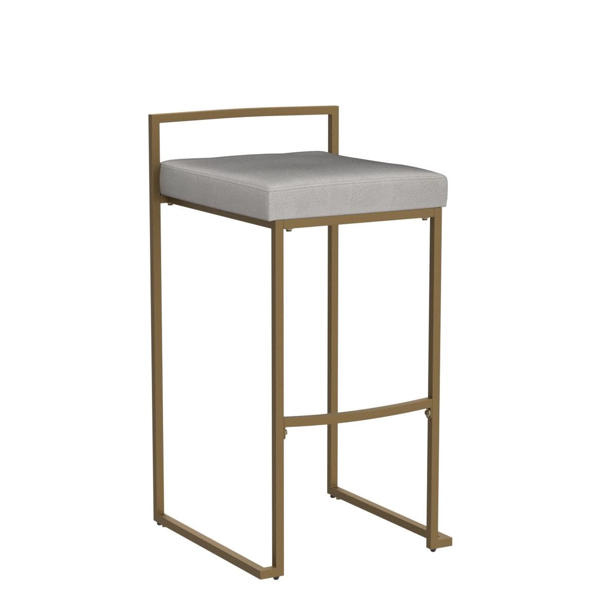 Crosley Furniture Harlowe Upholstered Seat Bar Stools Set of 2, Gray and Gold