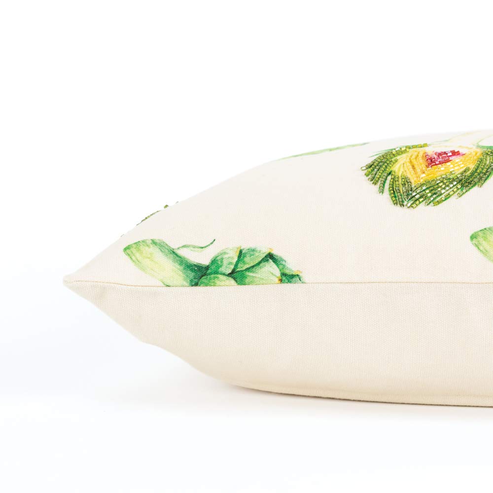 Rizzy Home 14&quot; x 26&quot; Down Filled Pillow with Cotton Duck Cover-Green