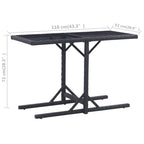 vidaXL- Black Patio Table - Poly Rattan - Glass Top - Weather Resistant - Easy Assembly - 43.3"x20.9"x28.3"