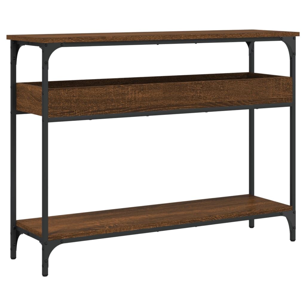 vidaXL Brown Oak Console Table with Shelf - Thumbnail 5