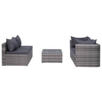 vidaXL 5 Piece Garden Sofa Set with Cushions & Pillows Outdoor Lounge Sofa Patio Sofa Garden Furniture Set Durable Sturdy Poly Rattan Gray