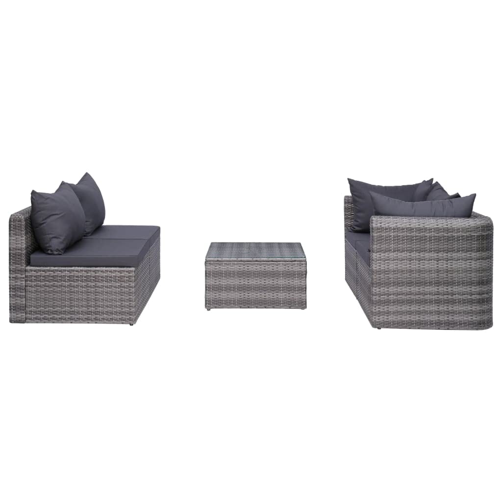 vidaXL 5 Piece Garden Sofa Set with Cushions & Pillows Outdoor Lounge Sofa Patio Sofa Garden Furniture Set Durable Sturdy Poly Rattan Gray