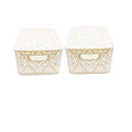 Cutting EDGE Plastic Turkish Storage Basket with Lid,Medium,Cream(Set of 2)