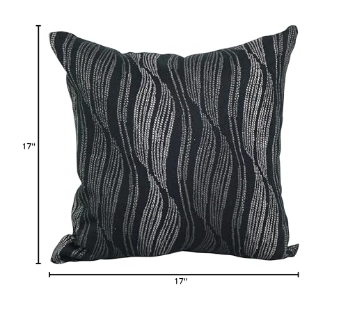 Blazing Needles Square Polyester Jacquard Throw Pillows, 17&quot;, Clove Onyx 2 Count