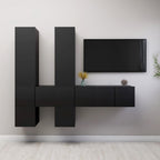 vidaXL TV Cabinet Set 7 Piece Home Indoor Living Room Hanging Wall-Mounted Stereo Plasma HiFi Cabinet TV Unit Furniture Gray Engineered Wood
