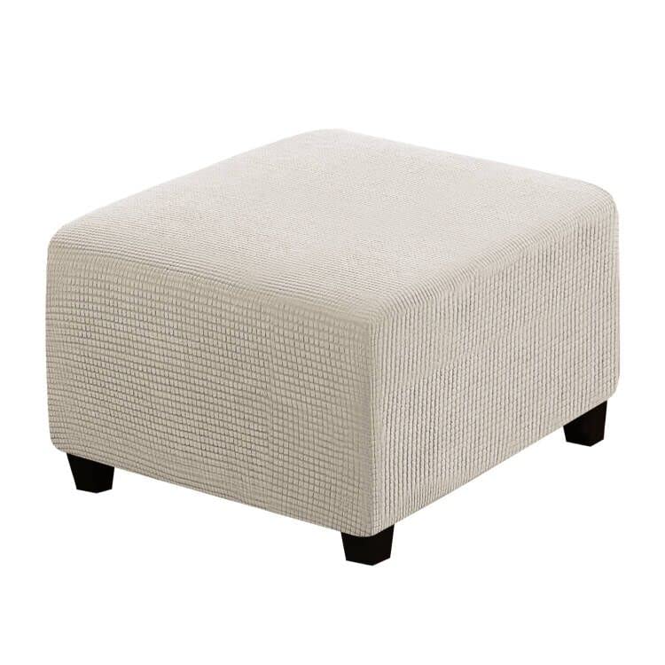 H.Versailtex Square Ottoman Covers Ottoman Slipcovers Folding Storage Stool Furniture Protector Form Fit With Elastic Bottom, Stretch High Spandex Small Checks Jacquard Fabric(Medium,Island Fossi)