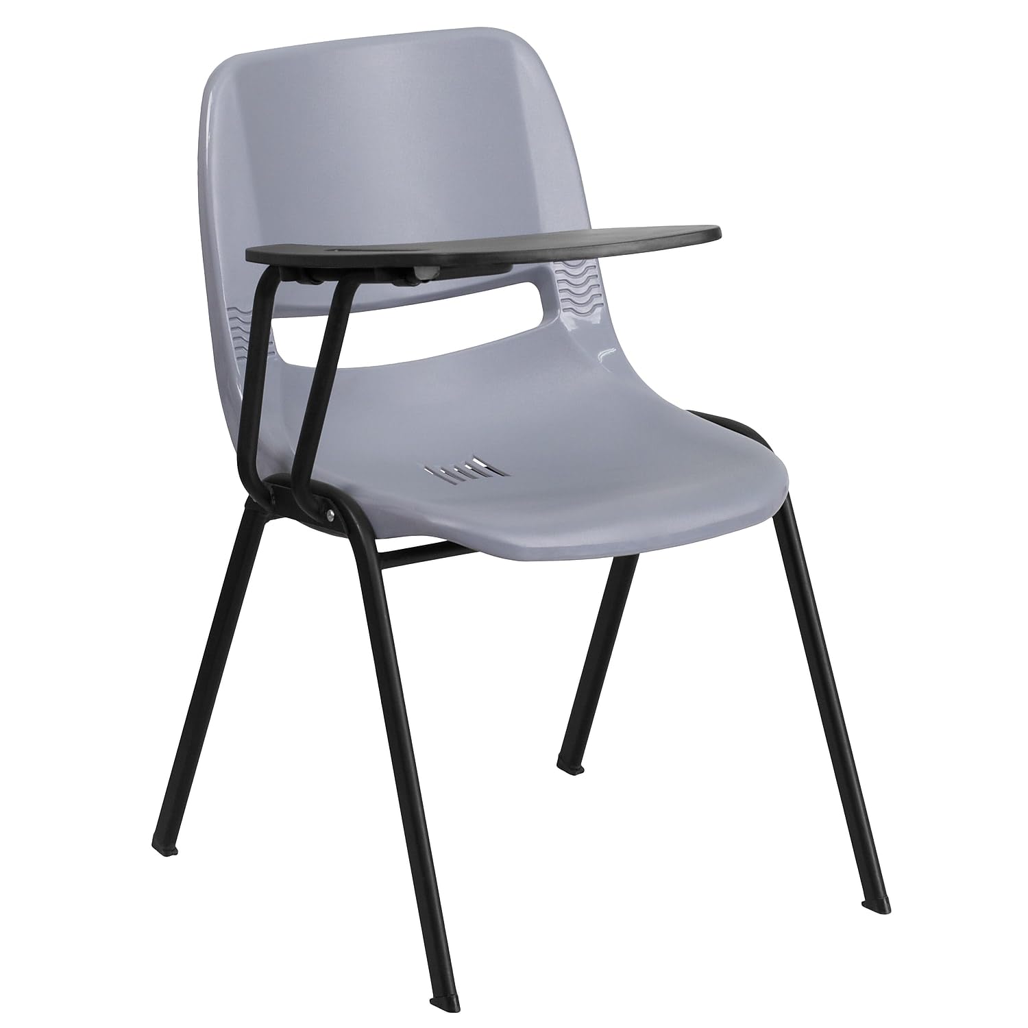 Flash Furniture HERCULES Gray Ergonomic Shell Chair with Right Handed Flip-Up Tablet Arm
