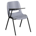 Flash Furniture HERCULES Gray Ergonomic Shell Chair with Right Handed Flip-Up Tablet Arm